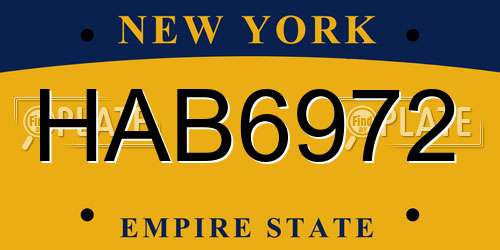 HAB6972 New York License Plate