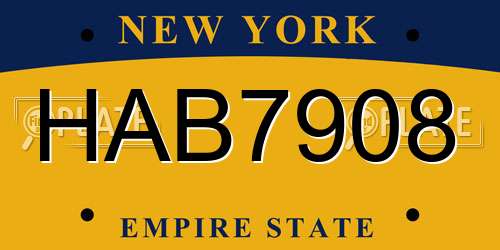 HAB7908 New York License Plate