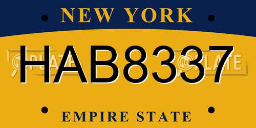 HAB8337 New York License Plate
