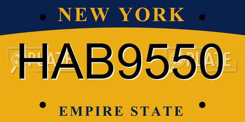 HAB9550 New York License Plate
