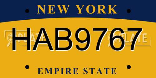 HAB9767 New York License Plate