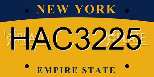 HAC3225 New York License Plate