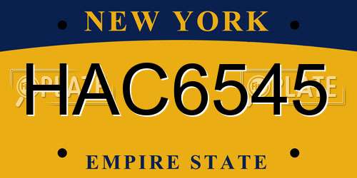 HAC6545 New York License Plate