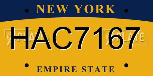 HAC7167 New York License Plate