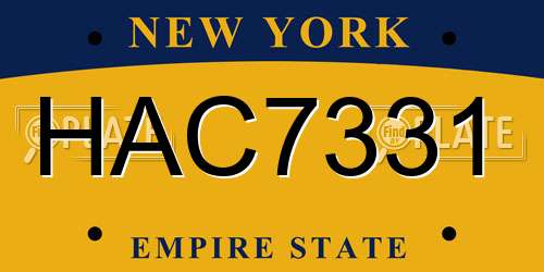 HAC7331 New York License Plate