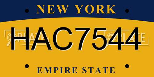 HAC7544 New York License Plate