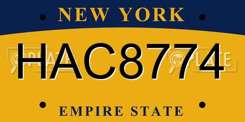 HAC8774 New York License Plate