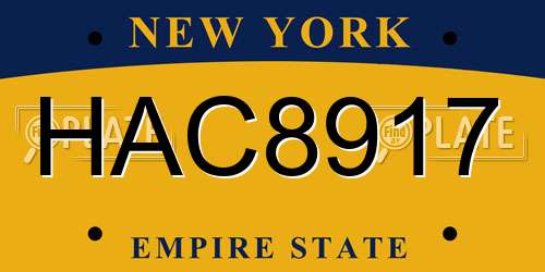 HAC8917 New York License Plate