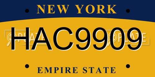HAC9909 New York License Plate