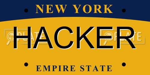 HACKER New York License Plate