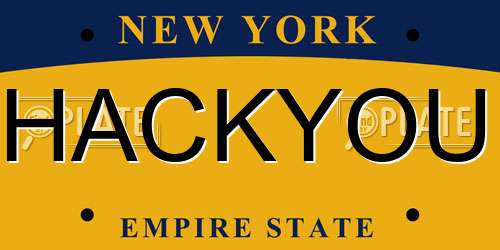 HACKYOU New York License Plate
