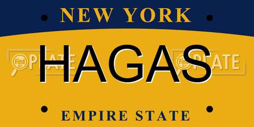 HAGAS New York License Plate
