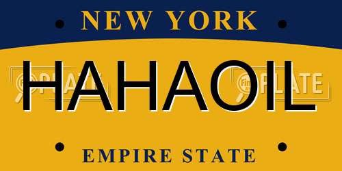 HAHAOIL New York License Plate