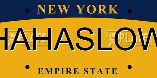 HAHASLOW New York License Plate