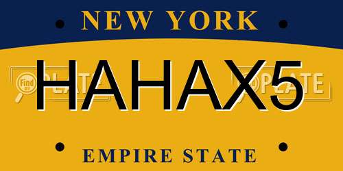 HAHAX5 New York License Plate