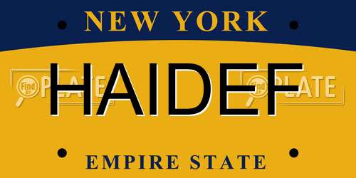 HAIDEF New York License Plate