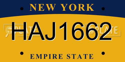 HAJ1662 New York License Plate