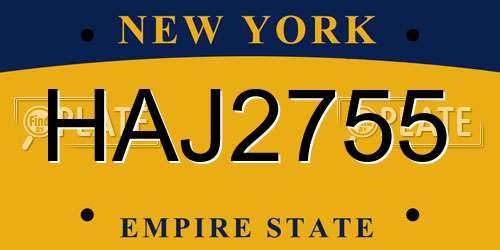 HAJ2755 New York License Plate
