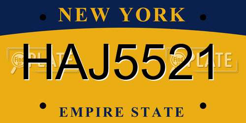 HAJ5521 New York License Plate
