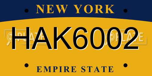 HAK6002 New York License Plate