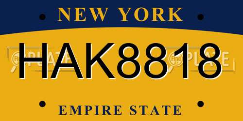 HAK8818 New York License Plate