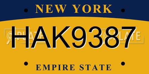 HAK9387 New York License Plate
