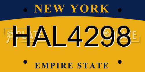 HAL4298 New York License Plate