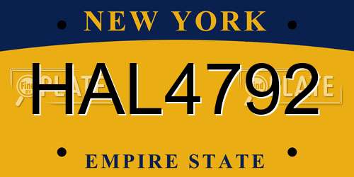 HAL4792 New York License Plate