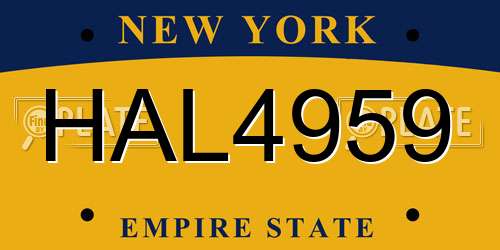 HAL4959 New York License Plate