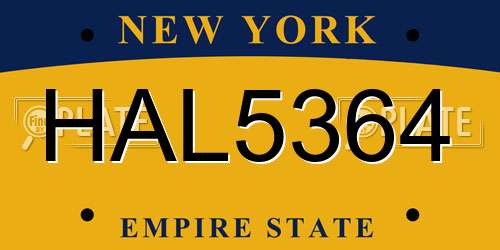 HAL5364 New York License Plate