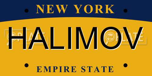 HALIMOV New York License Plate