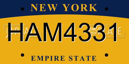 HAM4331 New York License Plate