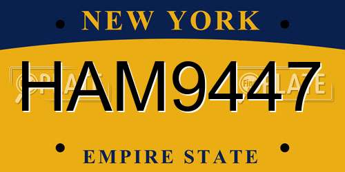 HAM9447 New York License Plate