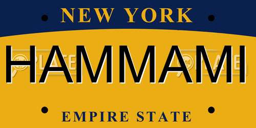 HAMMAMI New York License Plate