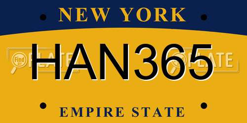 HAN365 New York License Plate