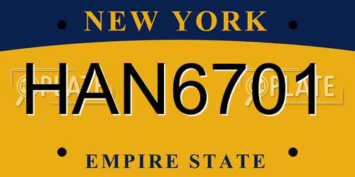 HAN6701 New York License Plate