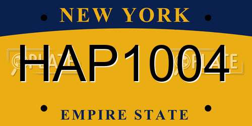 HAP1004 New York License Plate