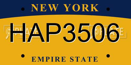 HAP3506 New York License Plate