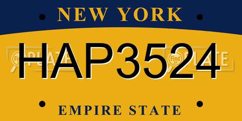 HAP3524 New York License Plate