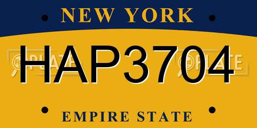 HAP3704 New York License Plate