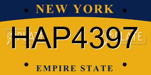 HAP4397 New York License Plate