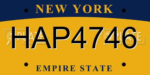 HAP4746 New York License Plate
