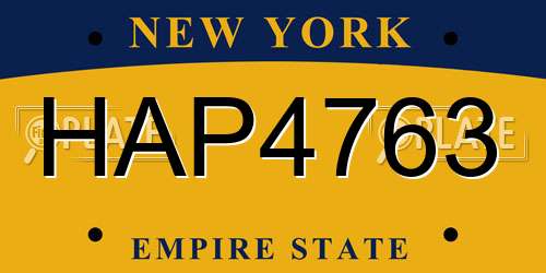 HAP4763 New York License Plate
