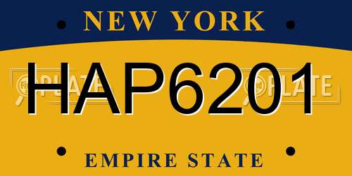 HAP6201 New York License Plate