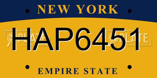 HAP6451 New York License Plate