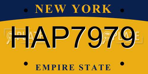 HAP7979 New York License Plate
