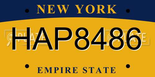 HAP8486 New York License Plate