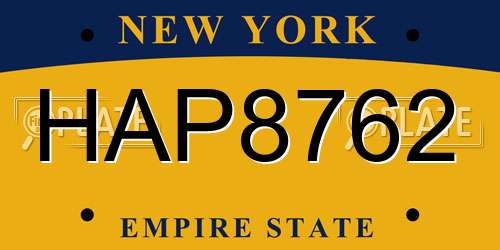 HAP8762 New York License Plate