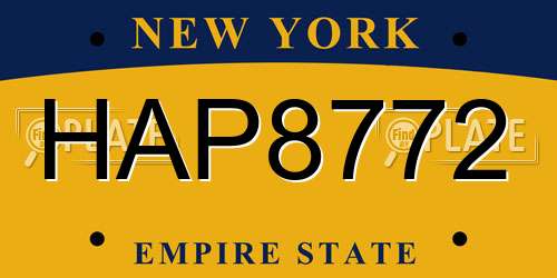 HAP8772 New York License Plate