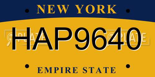 HAP9640 New York License Plate
